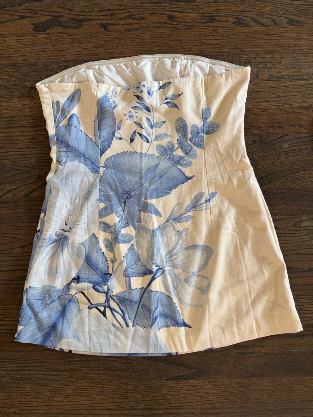 Peppermayo Denby Blue Floral Linen Strapless Mini Dress Size 10 XL NWT - Picture 7 of 10